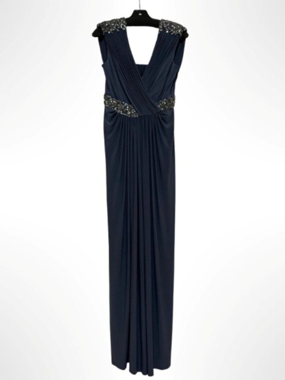 RICKIE FREEMAN FOR TERI JON Beaded Mother of the Bride Gown Pewter Size 6 NWT - Picture 2 of 16